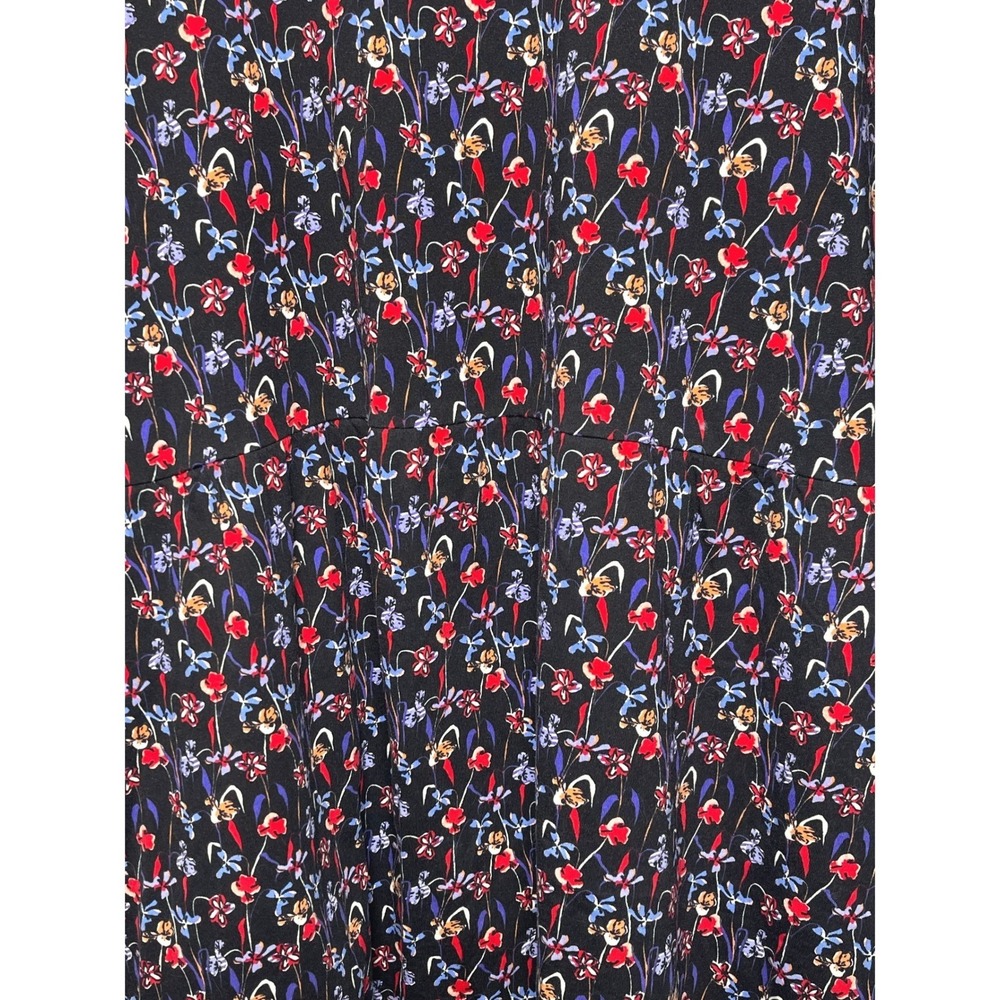Ulla Popken Floral Midi Dress Women Black Red Blue Empire Waist Plus Sz 36/38 4X - Picture 4 of 8